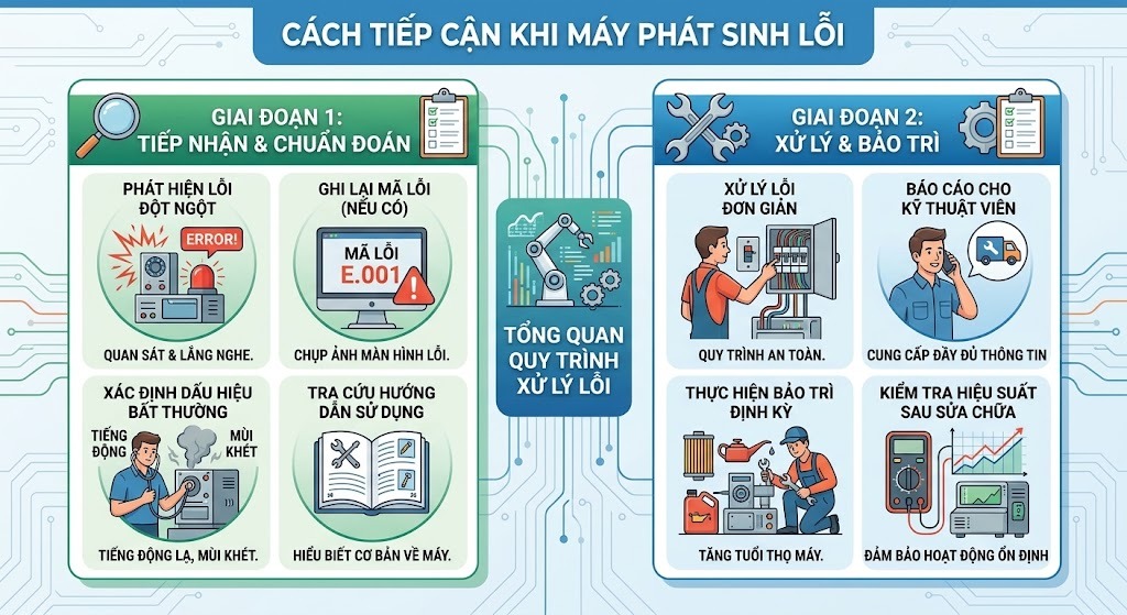 Cách tiếp cận khi máy phát sinh lỗi